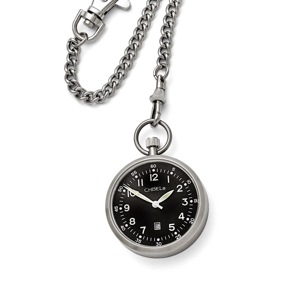 Fashion Watches, Chisel Stainless Steel Black Dial Pocket Watch