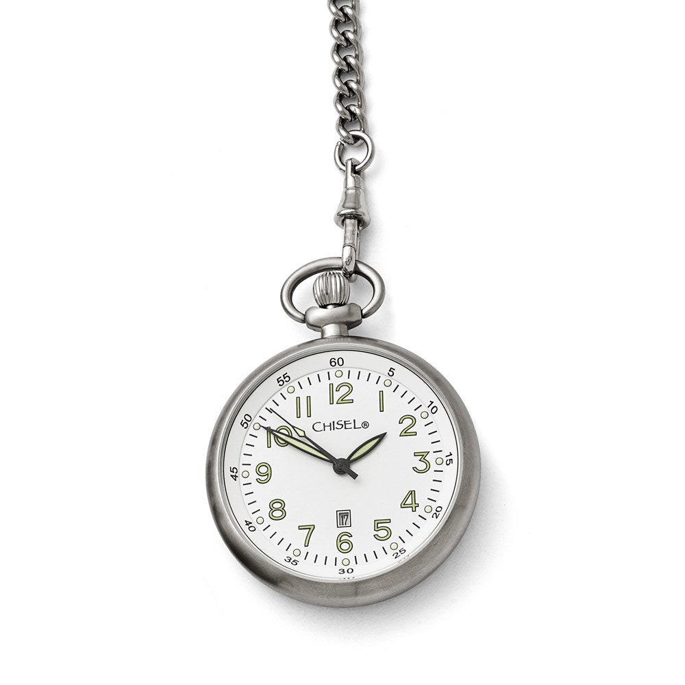 Fashion Watches, Chisel Stainless Steel White Dial Pocket Watch