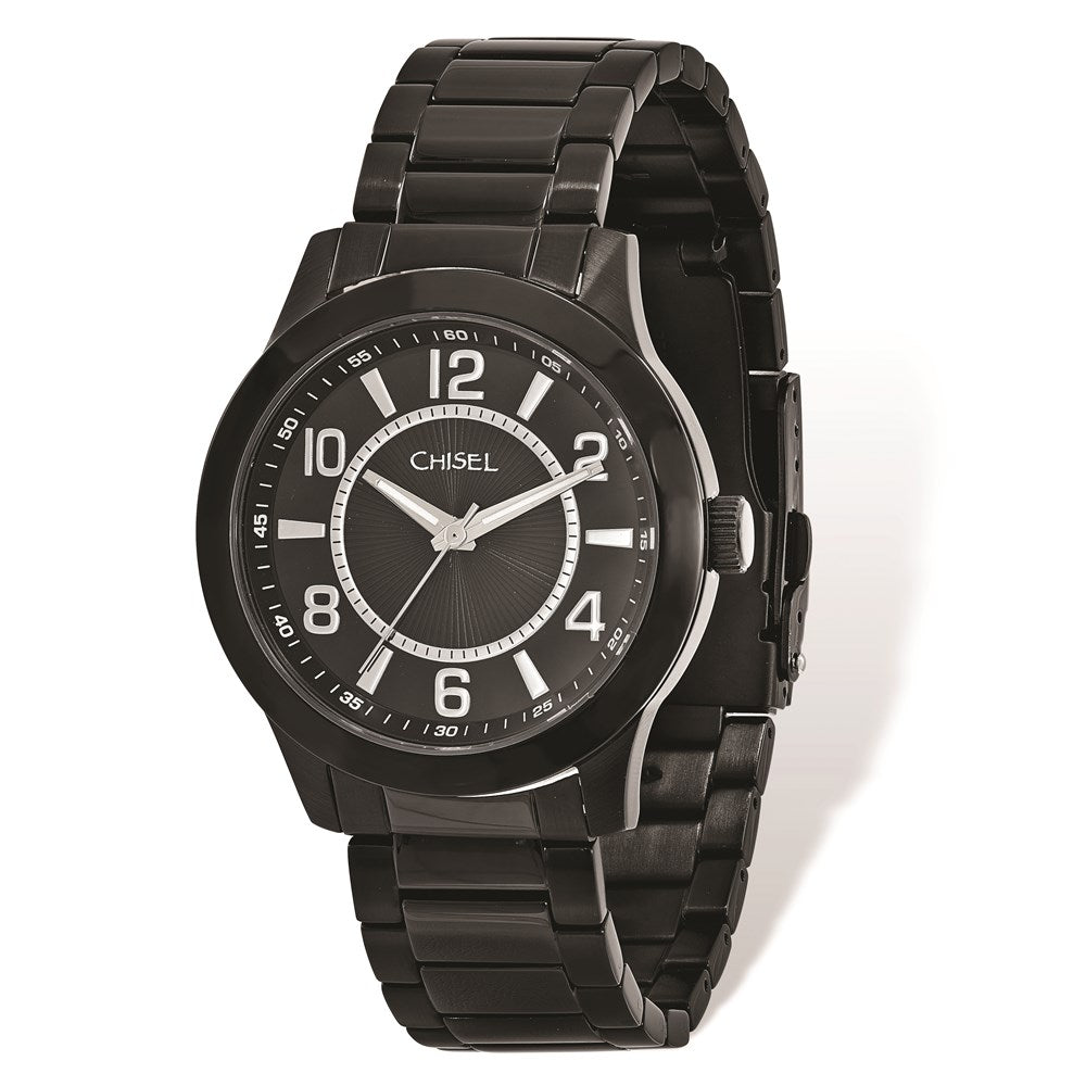 Fashion Watches, Men's Chisel Black IP-plated Stainless Steel Black Dial Watch