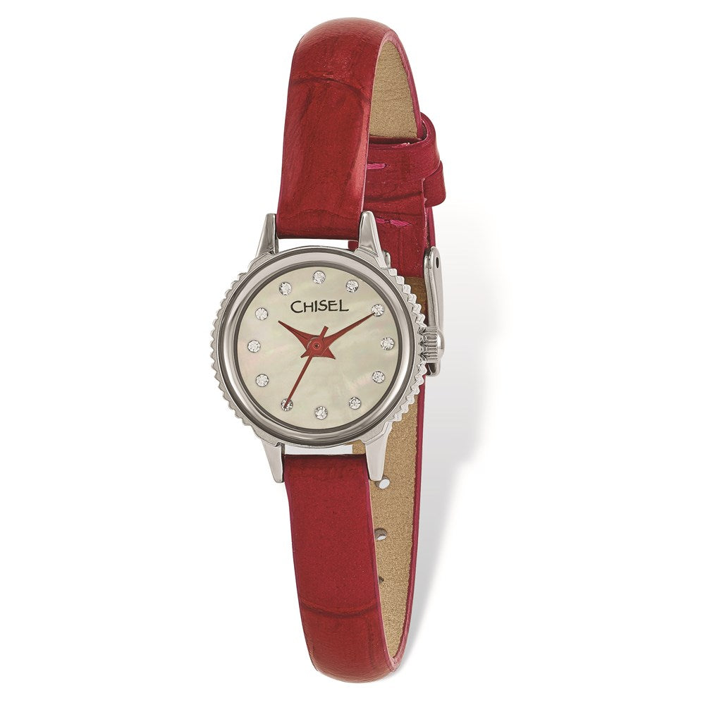 Fashion Watches, Ladies' Chisel Stainless Steel Red Leather Strap Watch