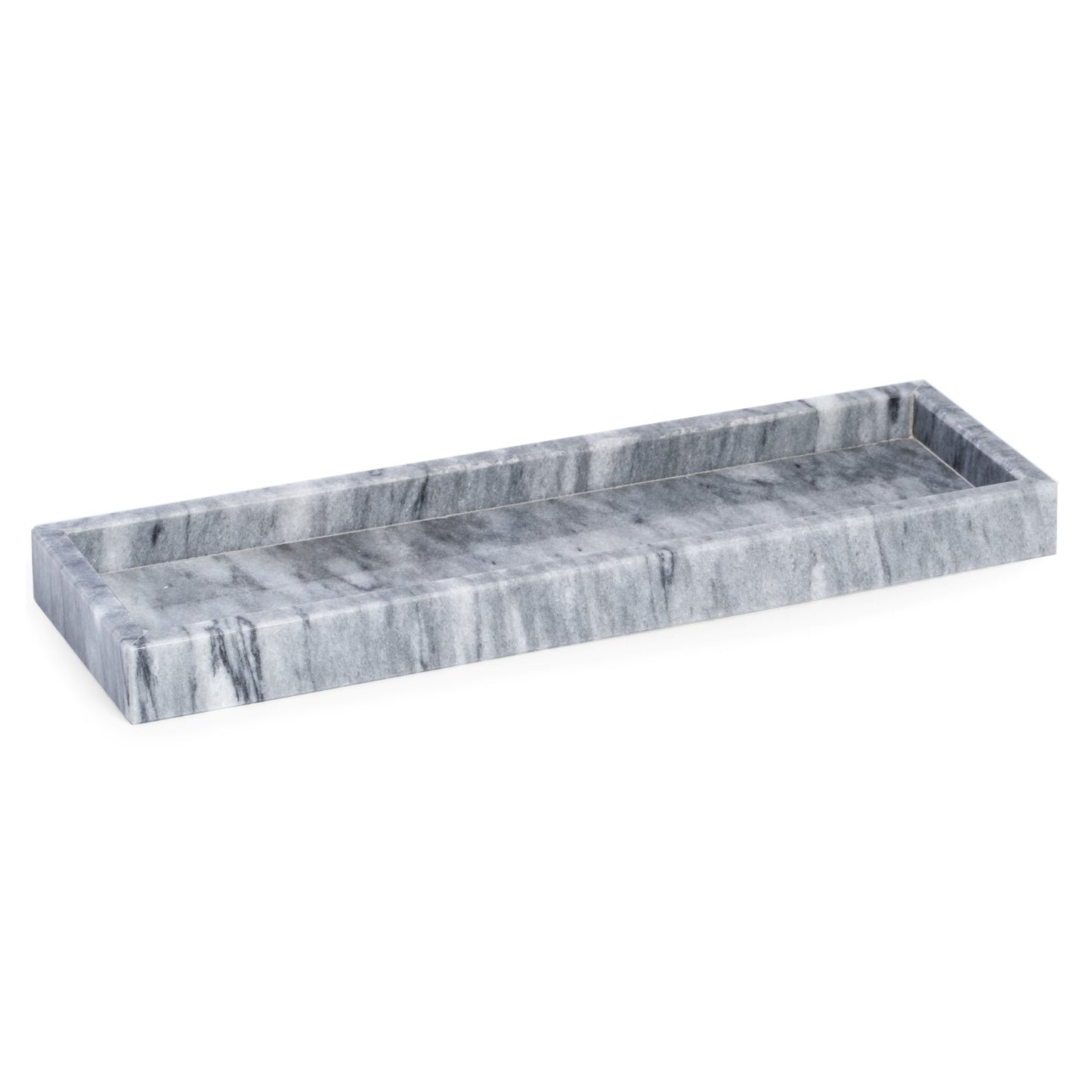Occasion Gallery GRAY/WHITE Color Marble Bath Tray in Cloud Grey 14.25 L x 3.75 W x 4 H in.