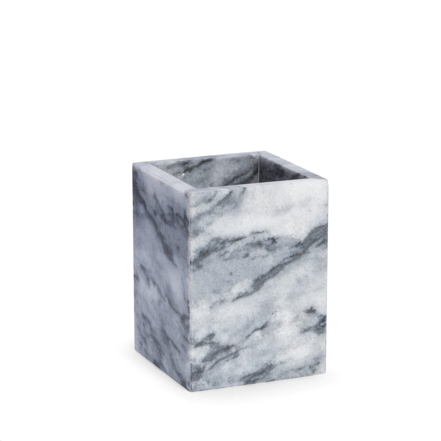 Occasion Gallery WHITE/GRAY Color Marble Bath Tumbler in Cloud Grey 3 L x 3 W x 4 H in.