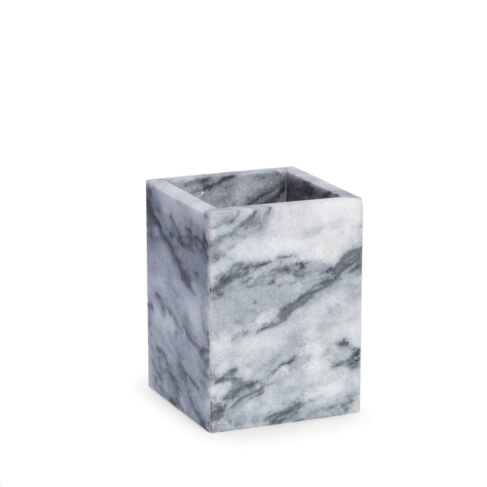 Occasion Gallery WHITE/GRAY Color Marble Bath Tumbler in Cloud Grey  3 L x 3 W x 4 H in.