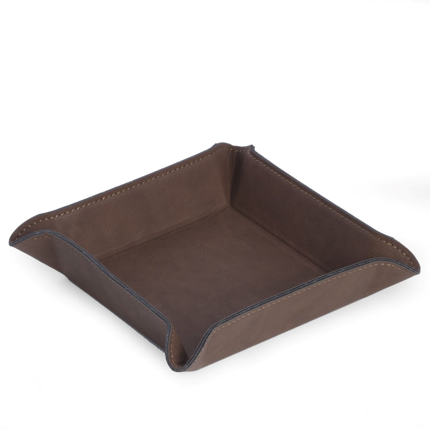 Occasion Gallery BROWN Color Square Valet in Rustic Brown Leatherette 6 L x 6 W x 1.25 H in.
