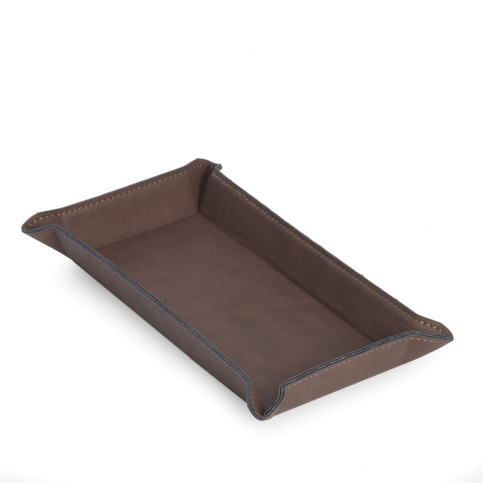 Occasion Gallery BROWN Color Rectangular Valet in Rustic Brown Leatherette 8.25 L x 4.25 W x 1.25 H in.