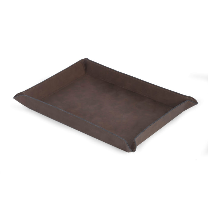 Occasion Gallery BROWN Color Large Rectangular Valet in Rustic Brown Leatherette 13.25 L x 9.5 W x 1.75 H in.