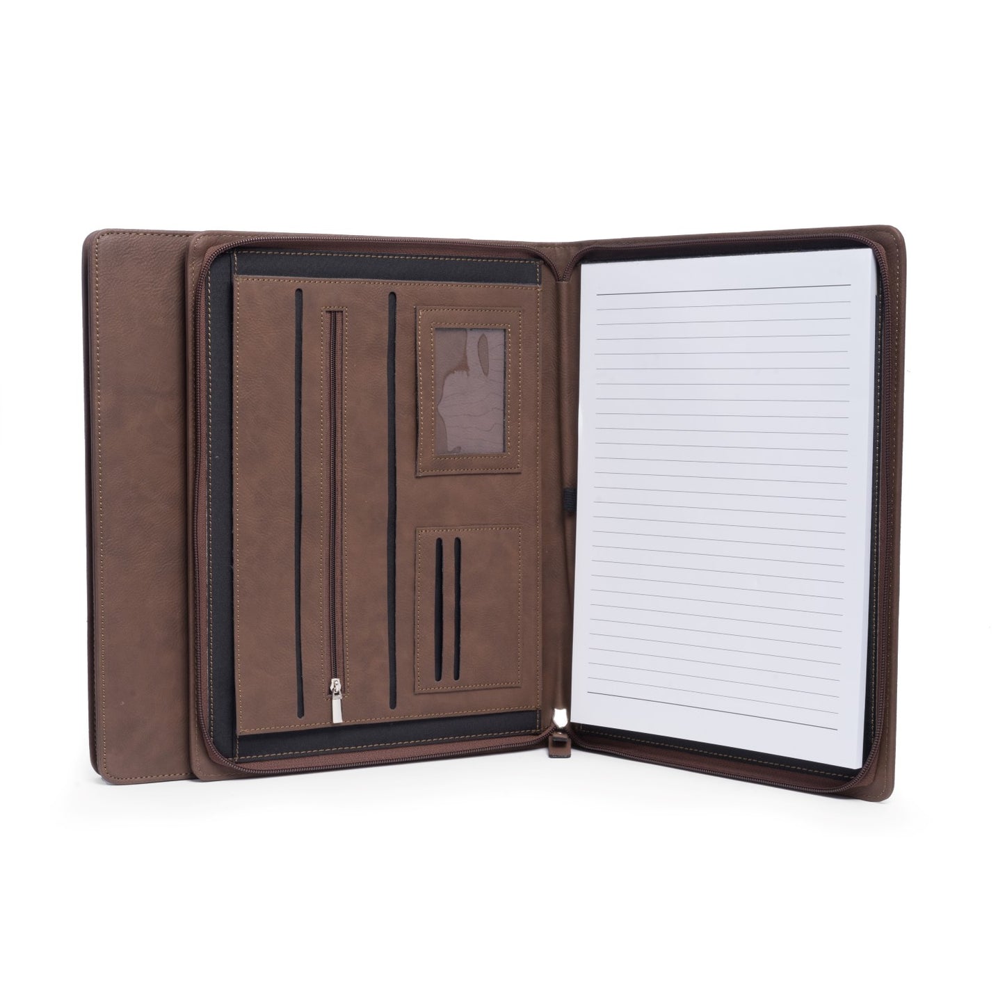 Occasion Gallery BROWN Color Multi Compartment Business Padfolio / Portfolio with Zipper Closure in Brown 9.5 L x 0.75 W x 12.5 H in.