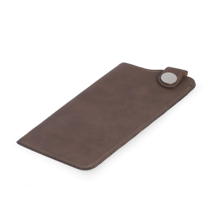Occasion Gallery BROWN Color Eye Glass Sleeve with Snap Closure in Rustic Brown Leatherette 3.25 L x 0.25 W x 7 H in.