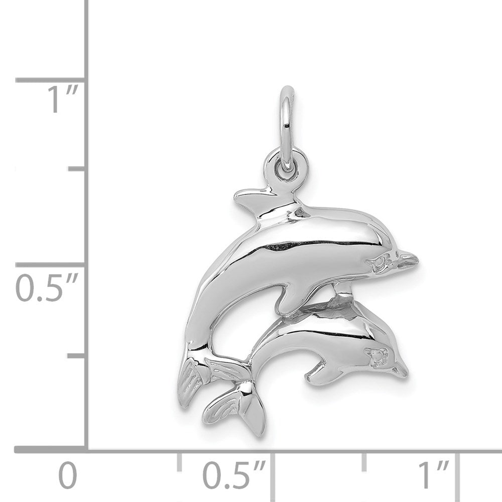 Million Charms 14K White Gold Themed Dolphin Charm