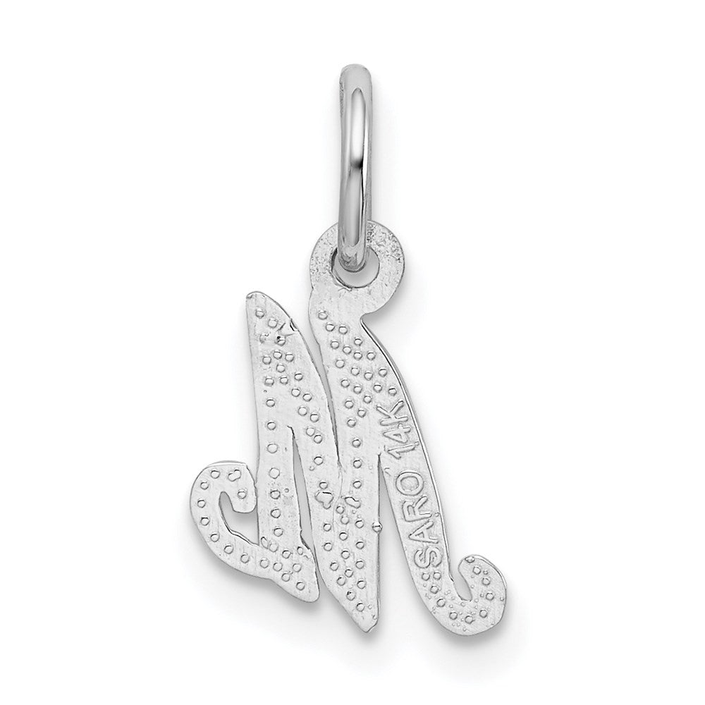 Million Charms 14K White Gold Themed Casted Alphabet Letter Initial M Charm