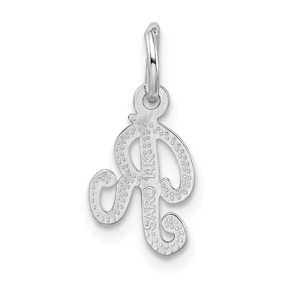 Million Charms 14K White Gold Themed Casted Alphabet Letter Initial R Charm