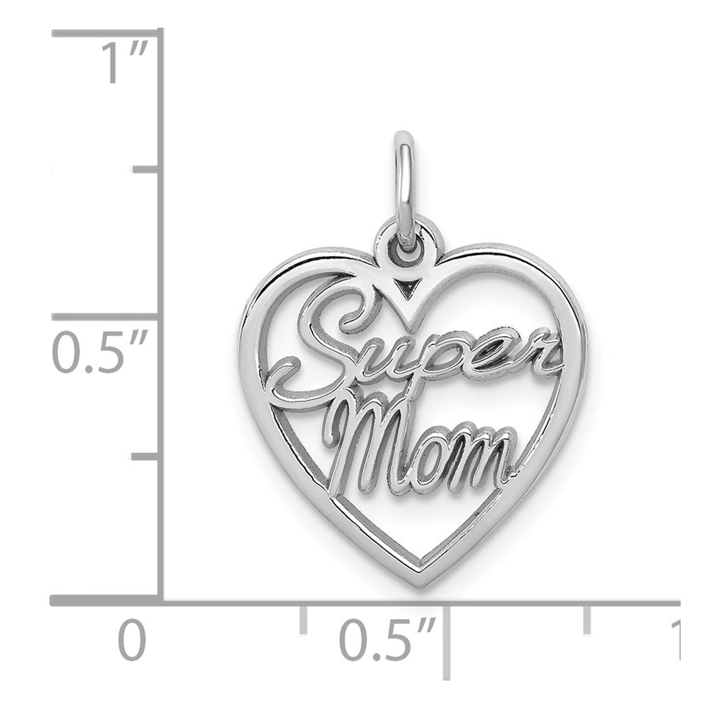 Million Charms 14K White Gold Themed Super Mom Charm