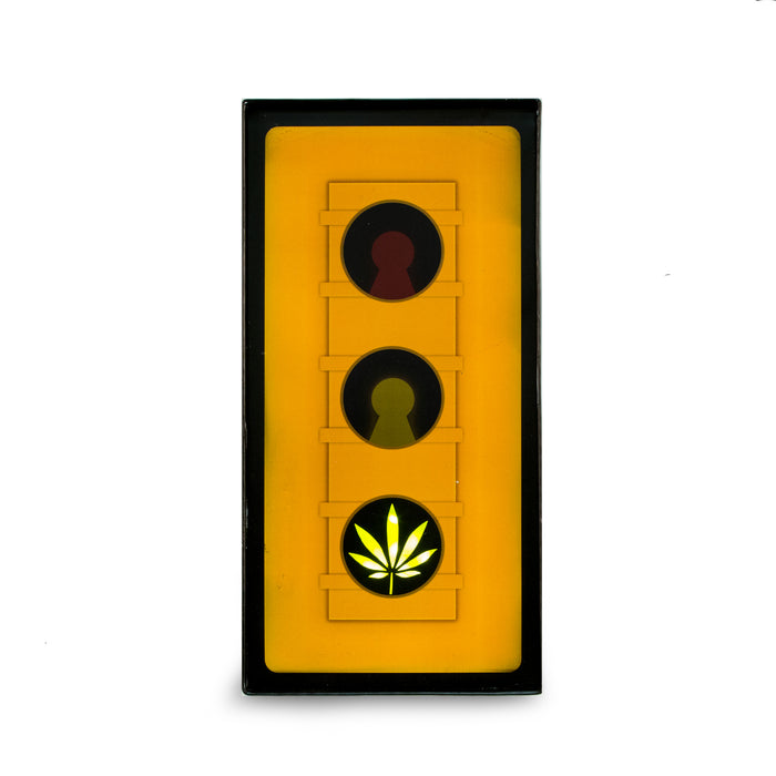 Occasion Gallery Black/Yellow/Red/Green Color Leaf Traffic Light Sign, LED Lighted, Wall Mountable. 10.25 L x 2 W x 20.5 H in.