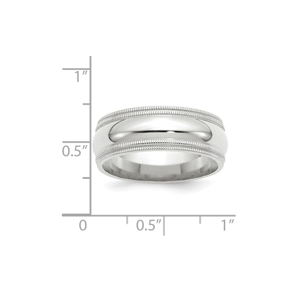 10k White Gold 8mm Double Milgrain Comfort Fit Wedding Band Size 12.5
