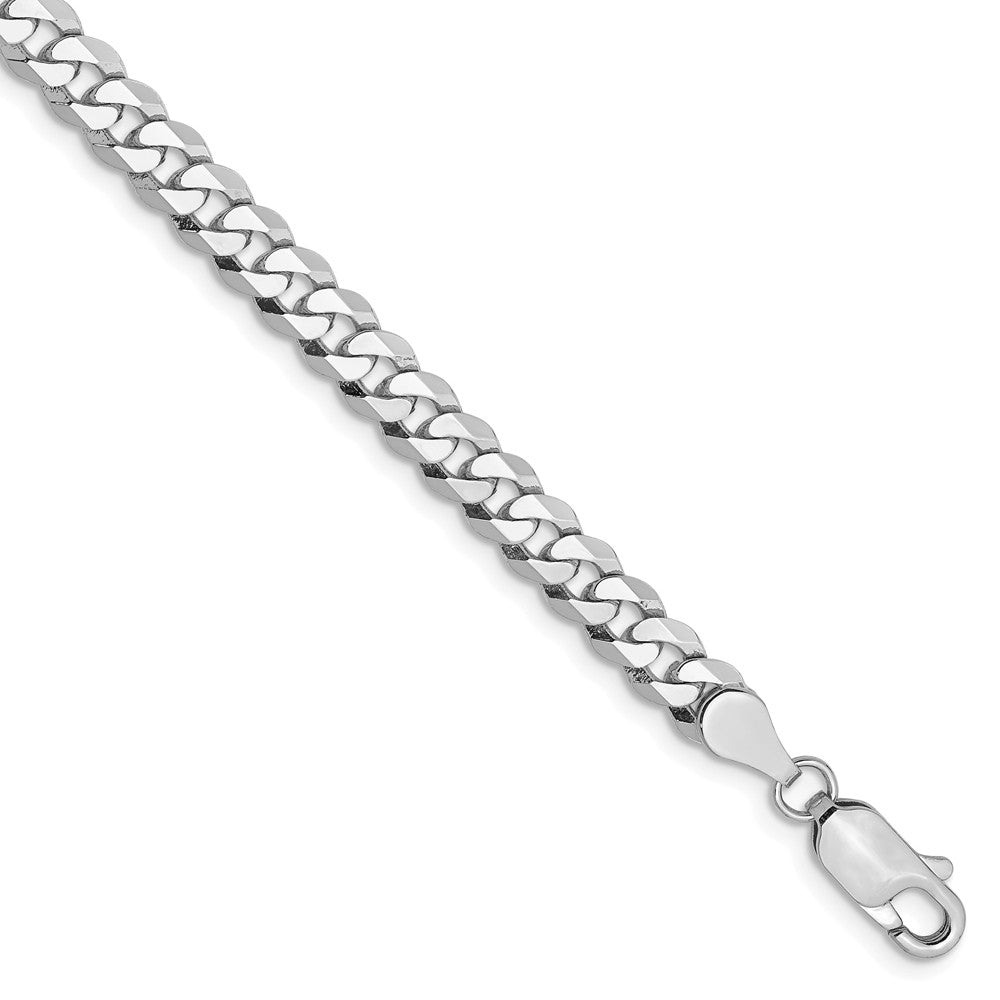 Million Charms 14k White Gold 4.75mm Beveled Curb Chain, Chain Length: 7 inches