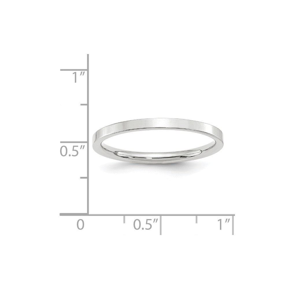 10k White Gold 2mm Standard Flat Comfort Fit Wedding Band Size 14