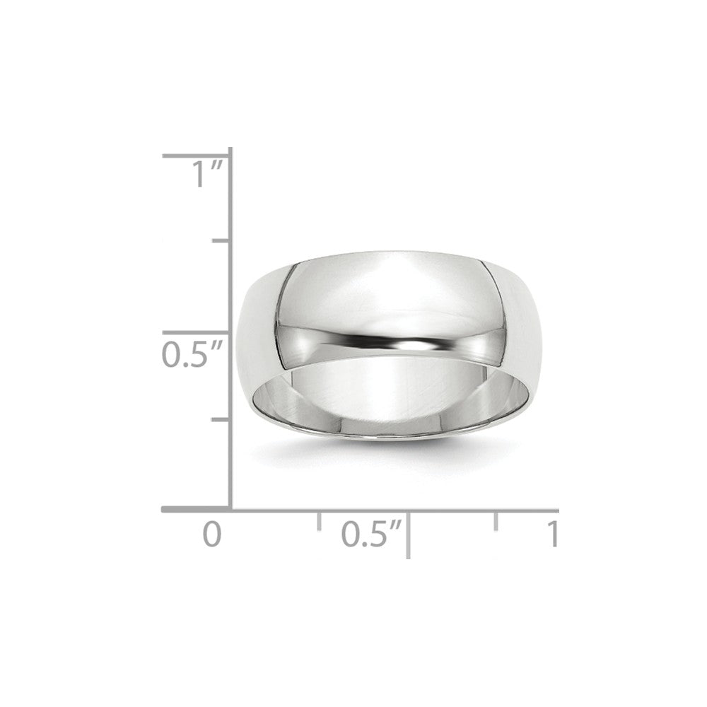 10k White Gold 8mm LTW Half Round Wedding Band Size 6