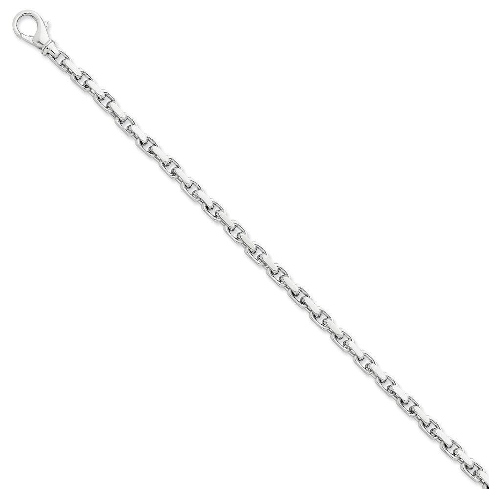 Million Charms 14k White Gold 4.6mm Hand-polished Link Bracelet, Chain Length: 7 inches