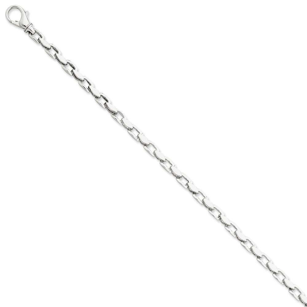 Million Charms 14k White Gold 4.50mm Hand-polished Fancy Link Bracelet, Chain Length: 7 inches