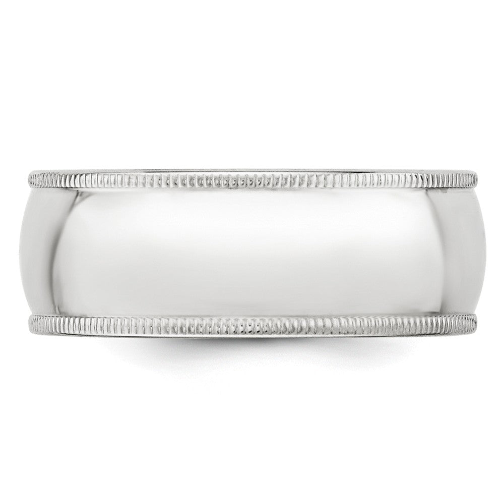 10k White Gold 8mm Milgrain Half Round Wedding Band Size 8.5