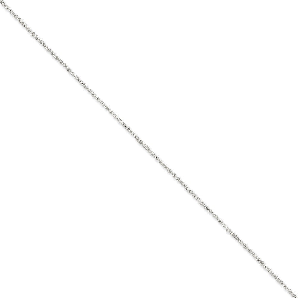 Million Charms 14K White Gold 1.7mm Ropa Anklet, Chain Length: 9 inches