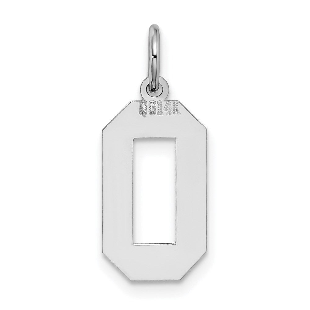 Million Charms 14K White Gold Themed Medium Satin Number 0 Charm