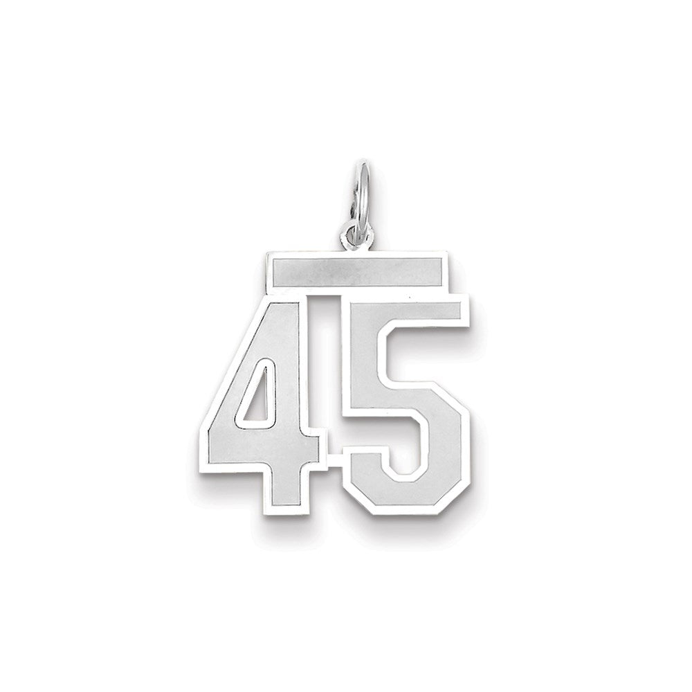 Million Charms 14K White Gold Themed Medium Satin Number 45 Charm