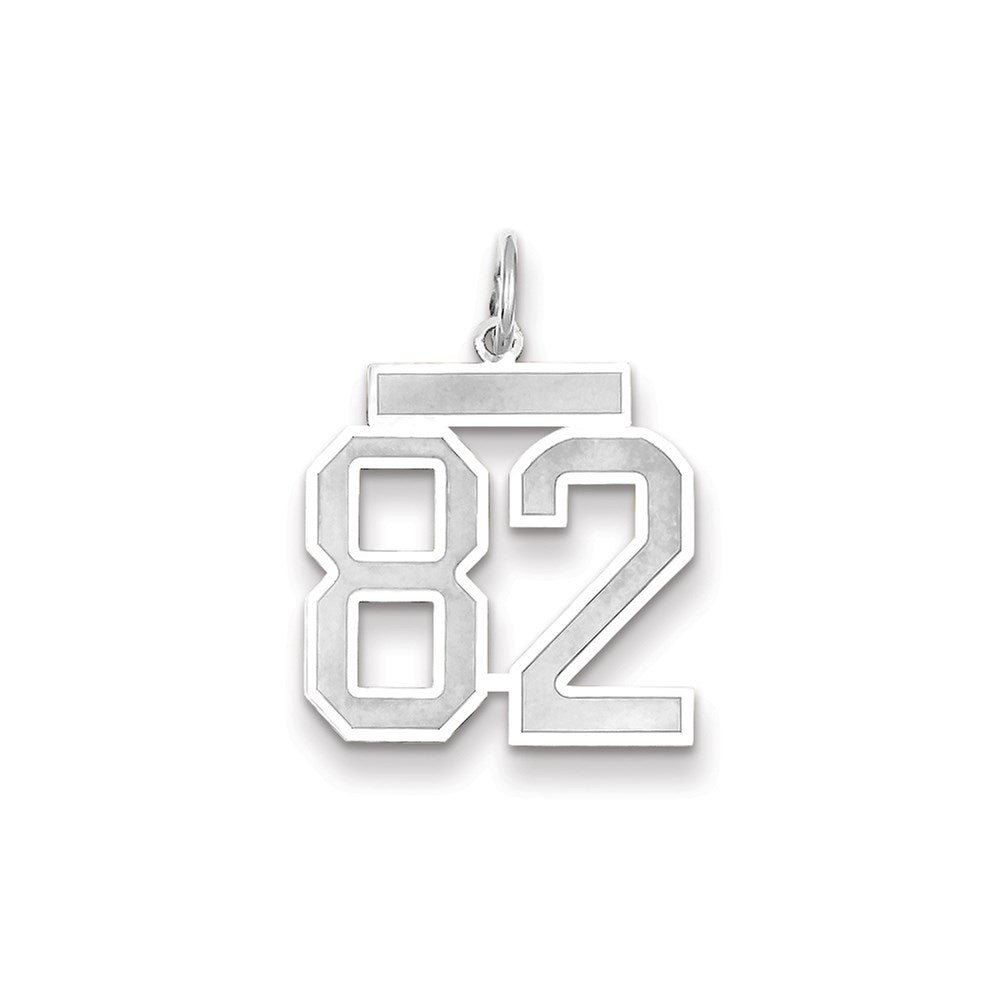Million Charms 14K White Gold Themed Medium Satin Number 82 Charm