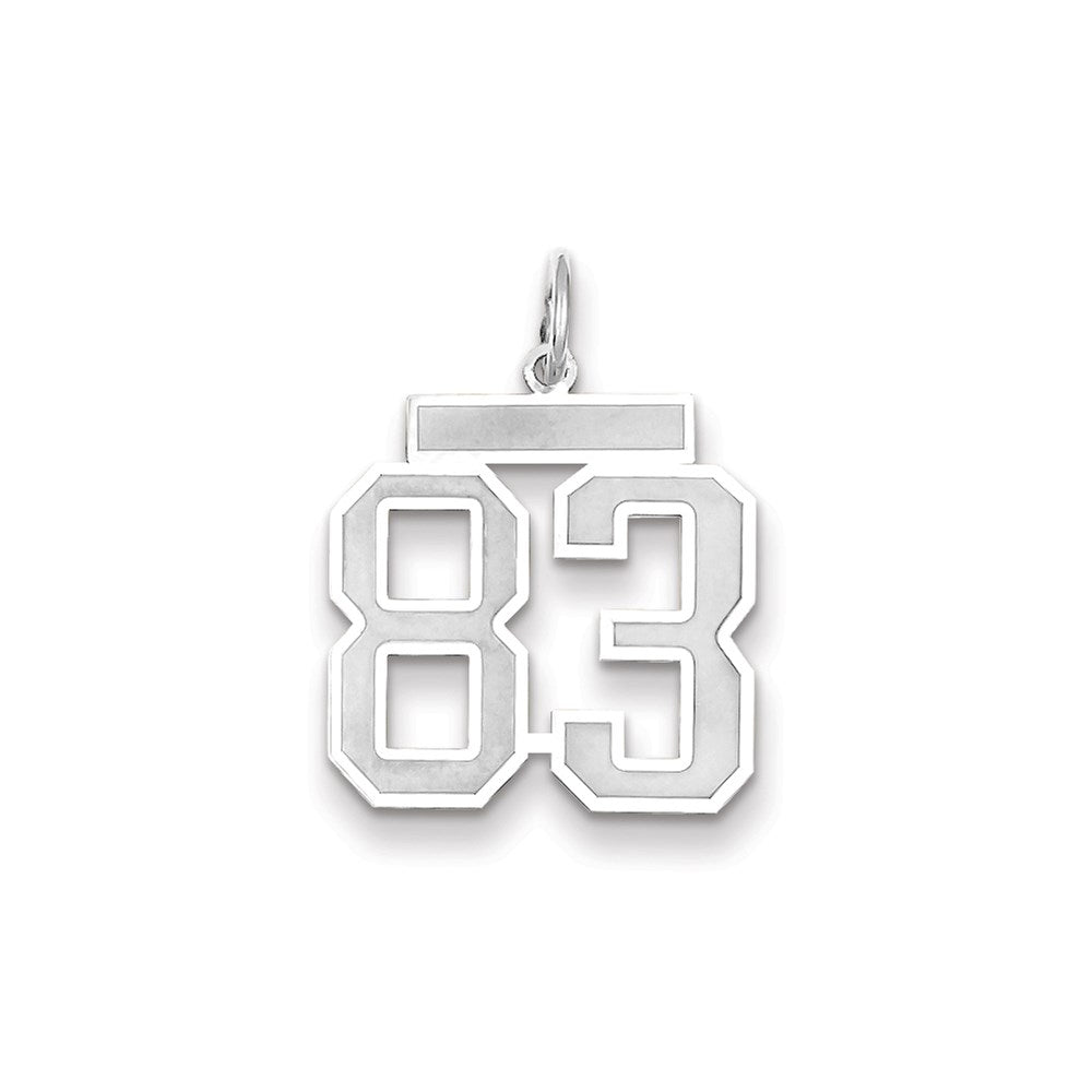 Million Charms 14K White Gold Themed Medium Satin Number 83 Charm