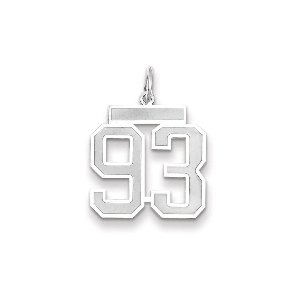 Million Charms 14K White Gold Themed Medium Satin Number 93 Charm