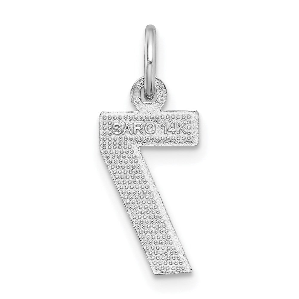 Million Charms 14K White Gold Themed Casted Small Diamond Cut Number 7 Charm