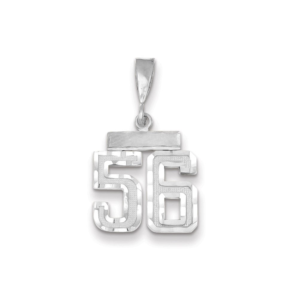 Million Charms 14K White Gold Themed Small Diamond-Cut Number 56 Charm