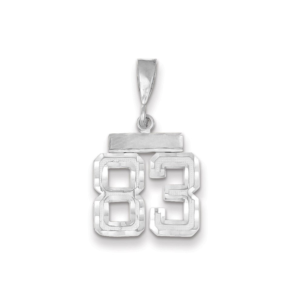 Million Charms 14K White Gold Themed Small Diamond-Cut Number 83 Charm