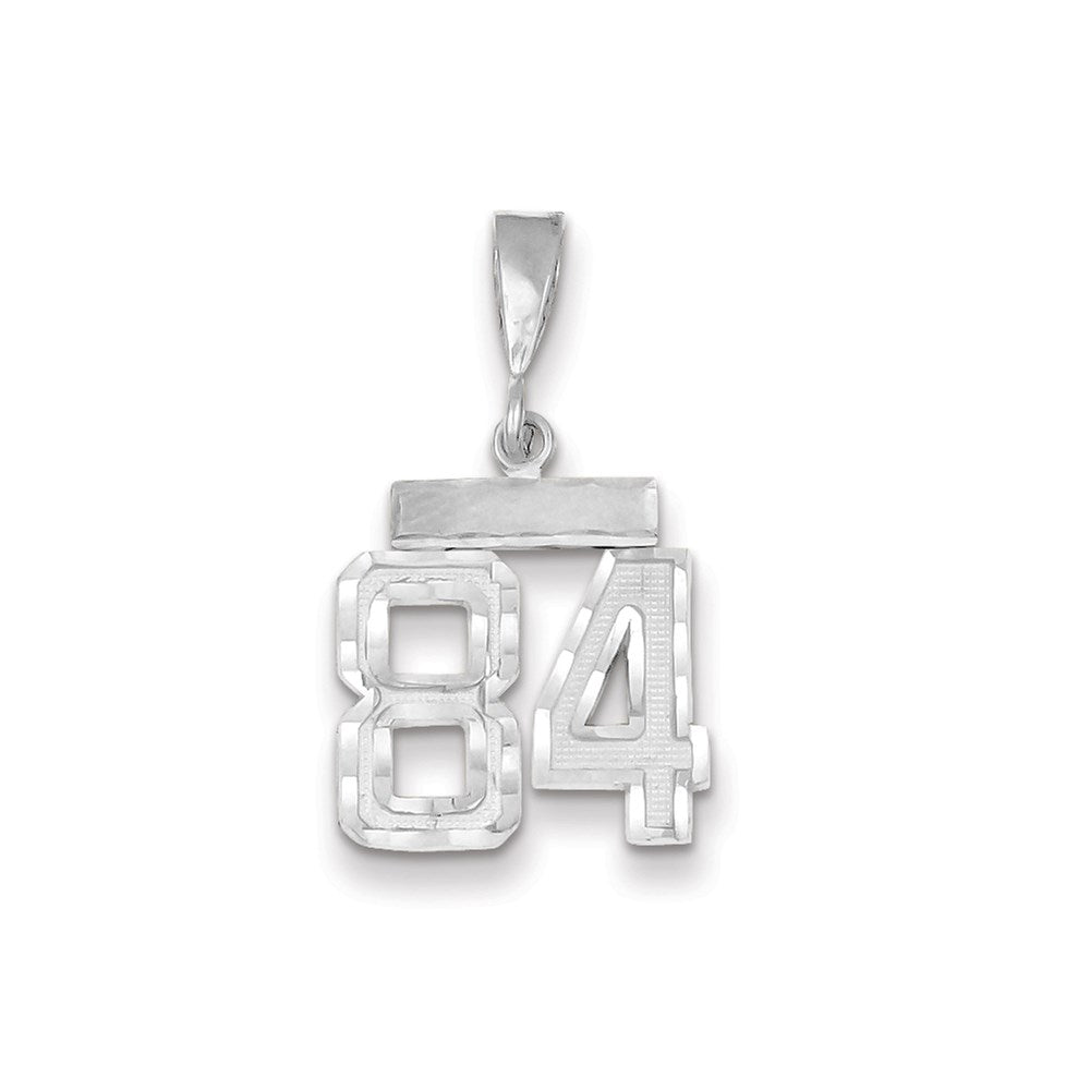 Million Charms 14K White Gold Themed Small Diamond-Cut Number 84 Charm