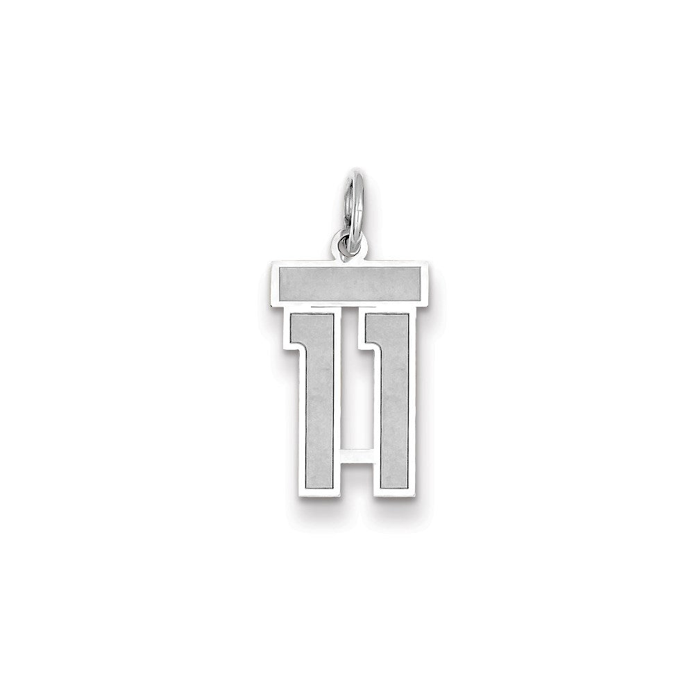 Million Charms 14K White Gold Themed Small Satin Number 11 Charm