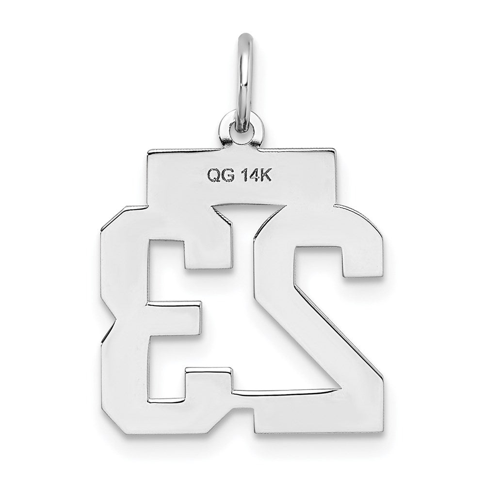 Million Charms 14K White Gold Themed Small Satin Number 23 Charm