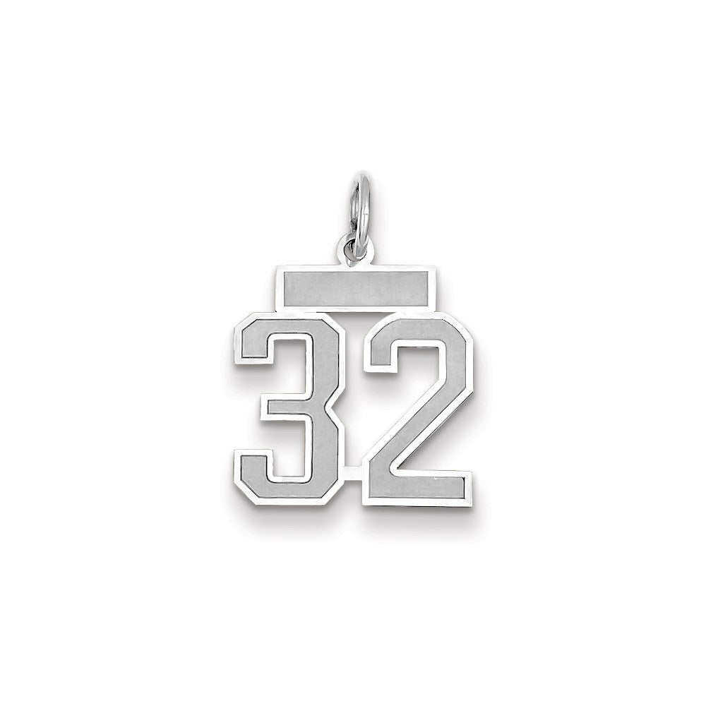 Million Charms 14K White Gold Themed Small Satin Number 32 Charm