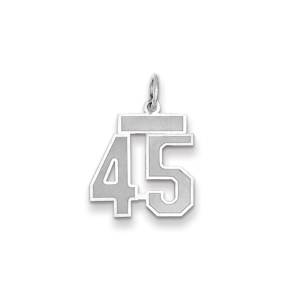 Million Charms 14K White Gold Themed Small Satin Number 45 Charm