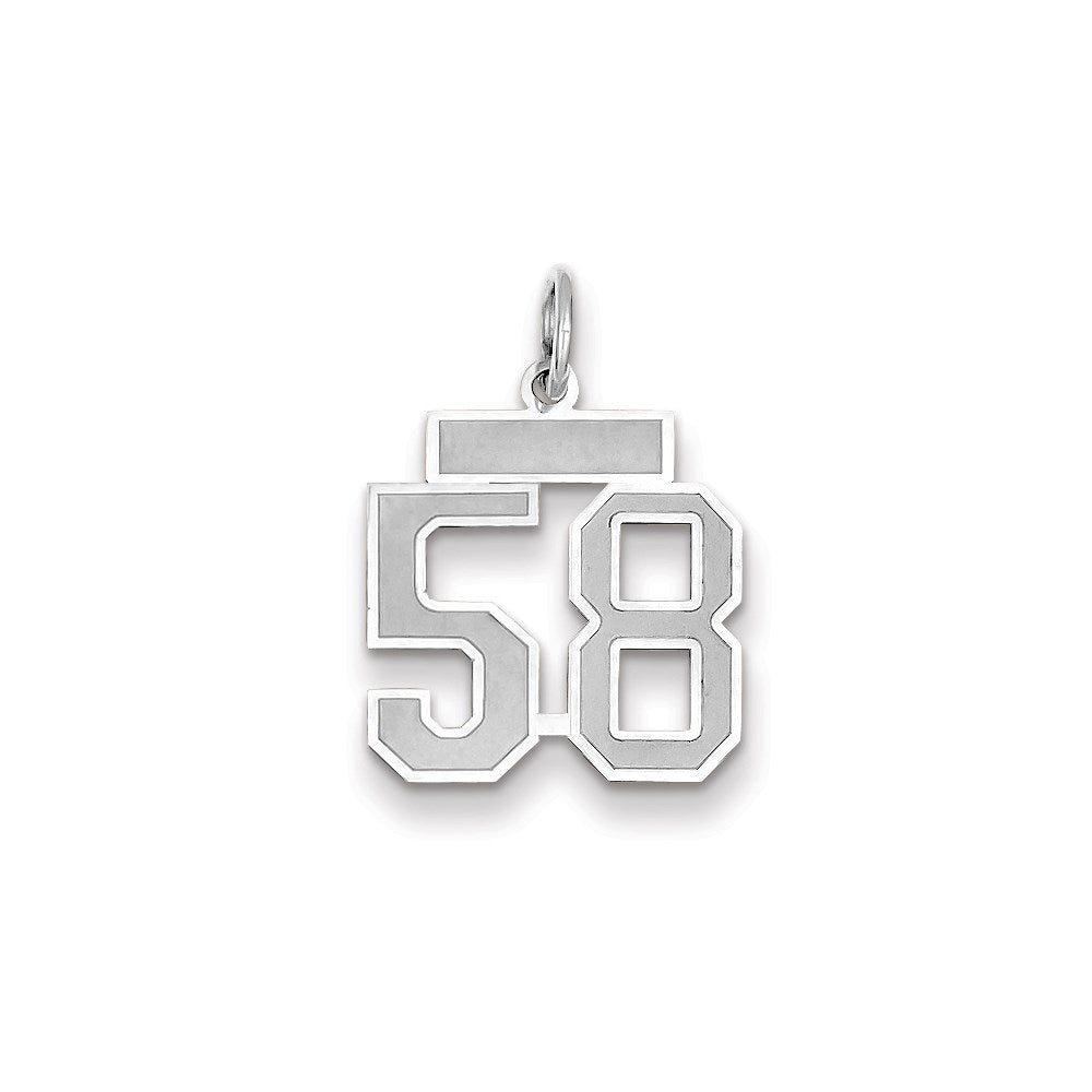 Million Charms 14K White Gold Themed Small Satin Number 58 Charm