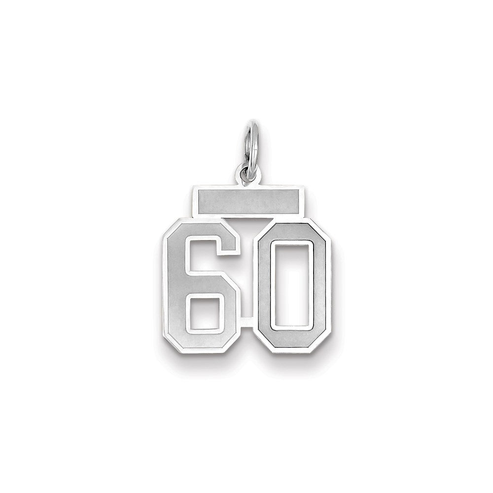 Million Charms 14K White Gold Themed Small Satin Number 60 Charm