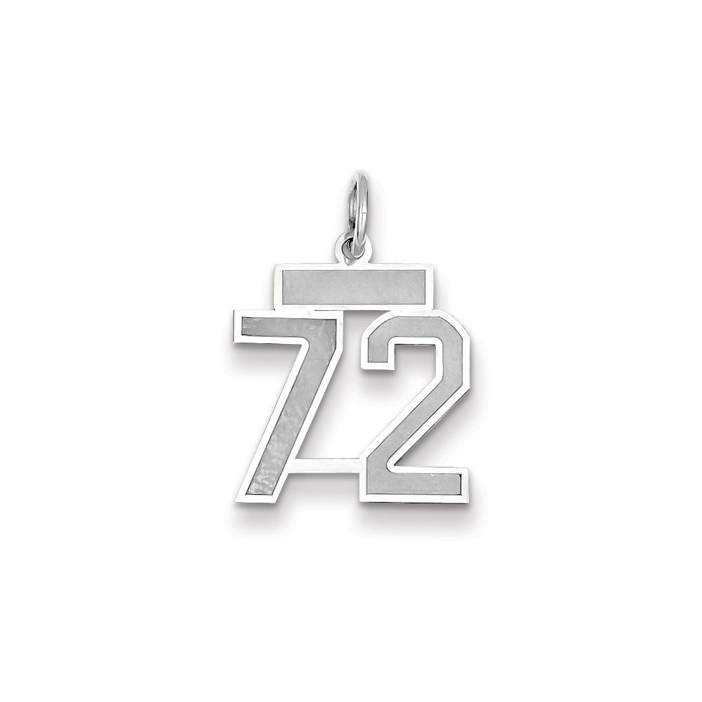 Million Charms 14K White Gold Themed Small Satin Number 72 Charm