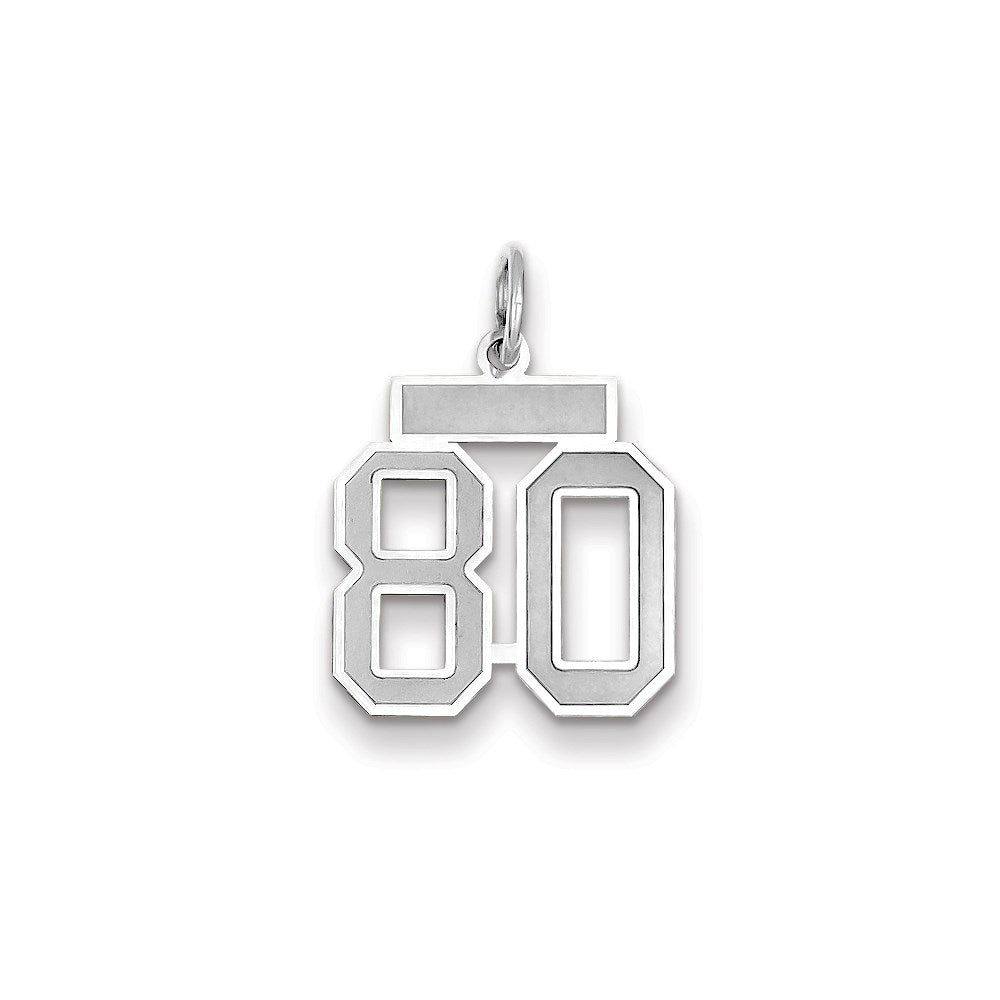 Million Charms 14K White Gold Themed Small Satin Number 80 Charm