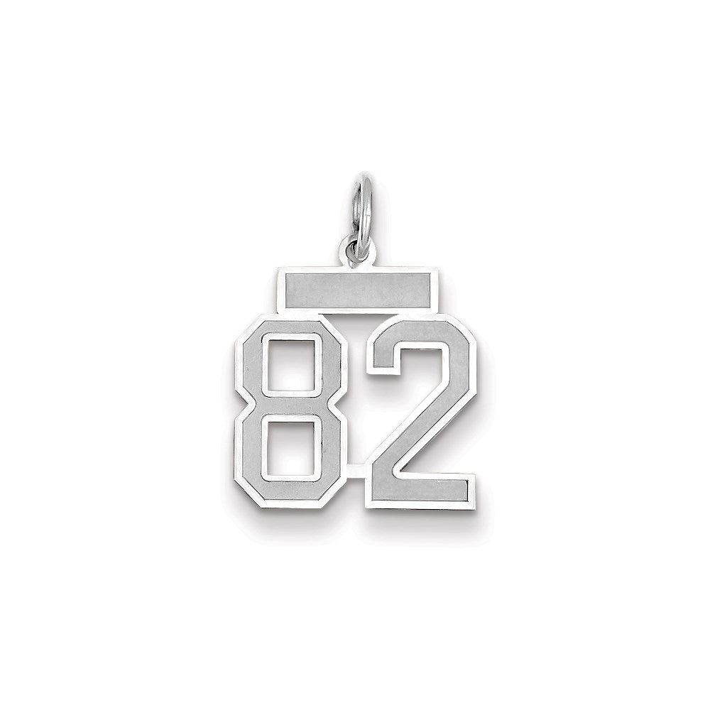 Million Charms 14K White Gold Themed Small Satin Number 82 Charm
