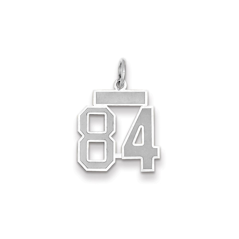 Million Charms 14K White Gold Themed Small Satin Number 84 Charm