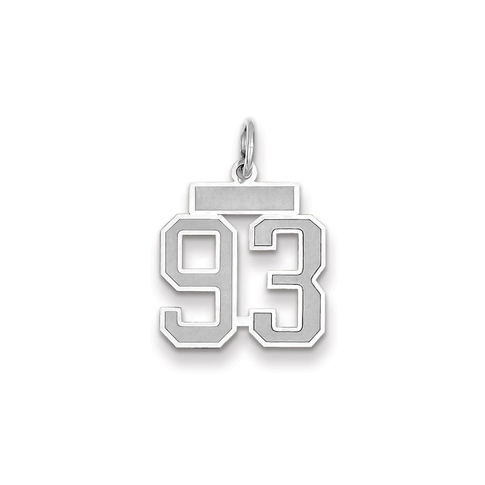 Million Charms 14K White Gold Themed Small Satin Number 93 Charm
