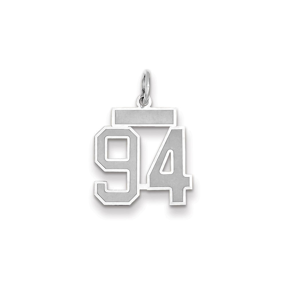 Million Charms 14K White Gold Themed Small Satin Number 94 Charm
