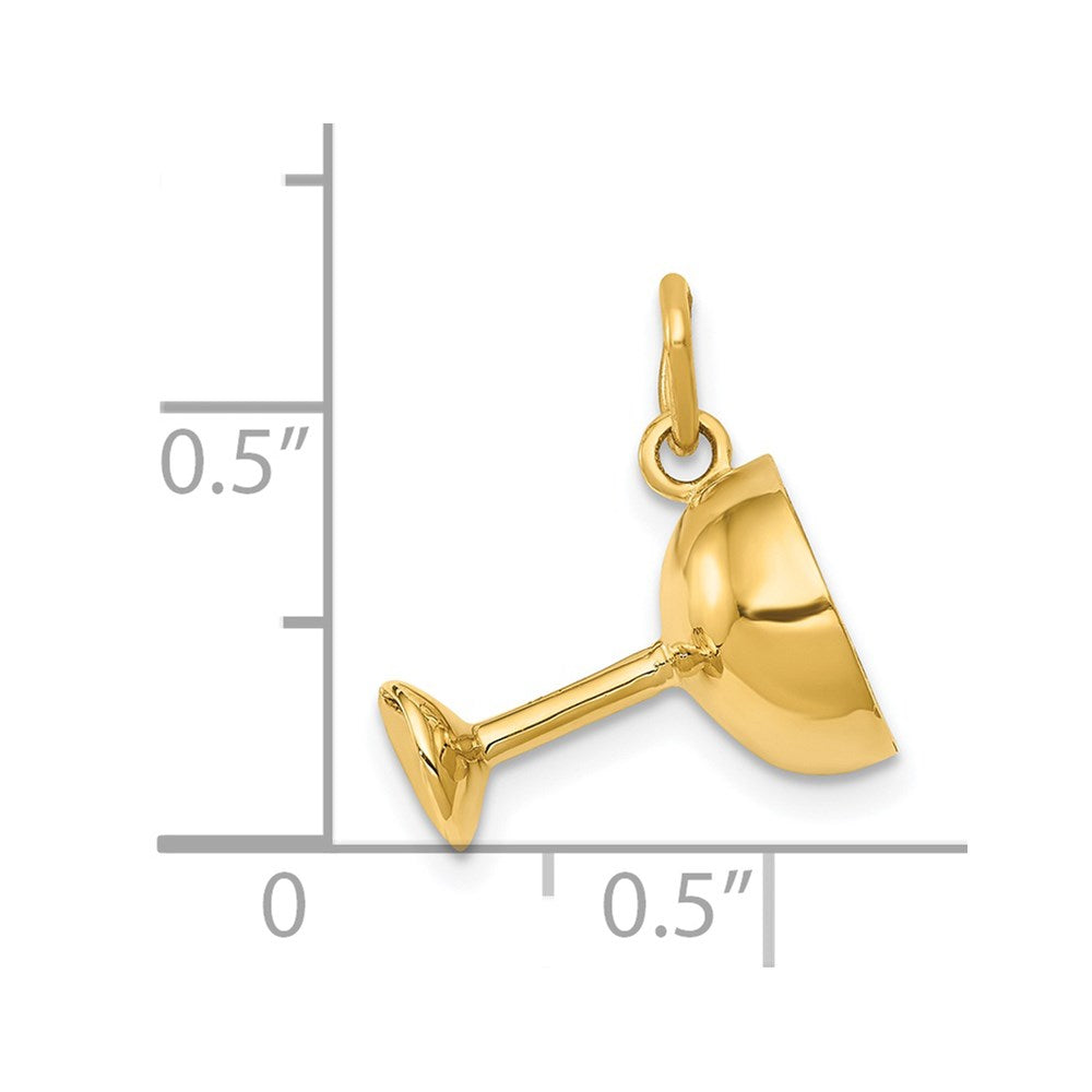 Million Charms 14K Yellow Gold Themed Champagne Glass Charm