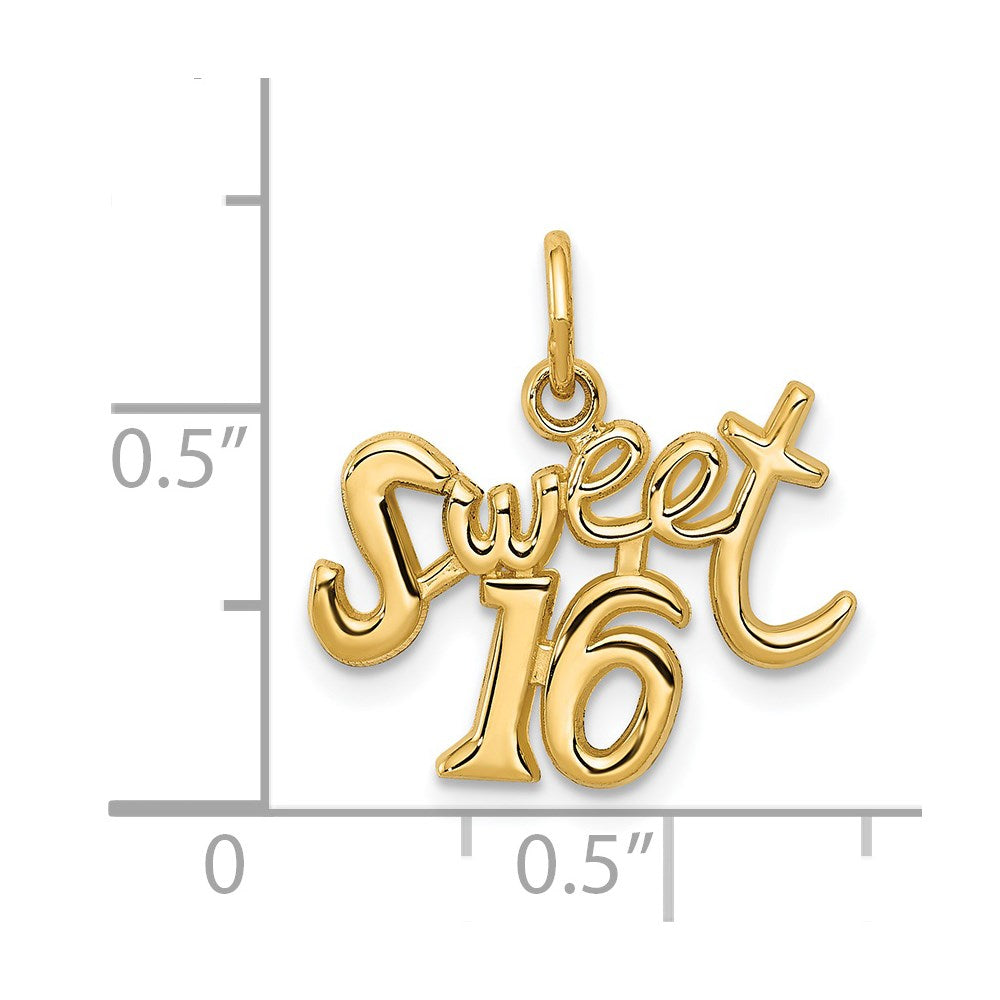 Million Charms 14K Yellow Gold Themed Sweet 16 Birthday Charm