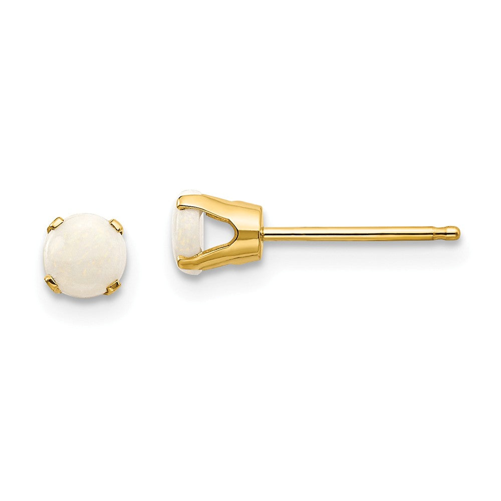 Million Charms 14k Yellow Gold 4mm October/Opal Post Earrings, 4mm x 4mm