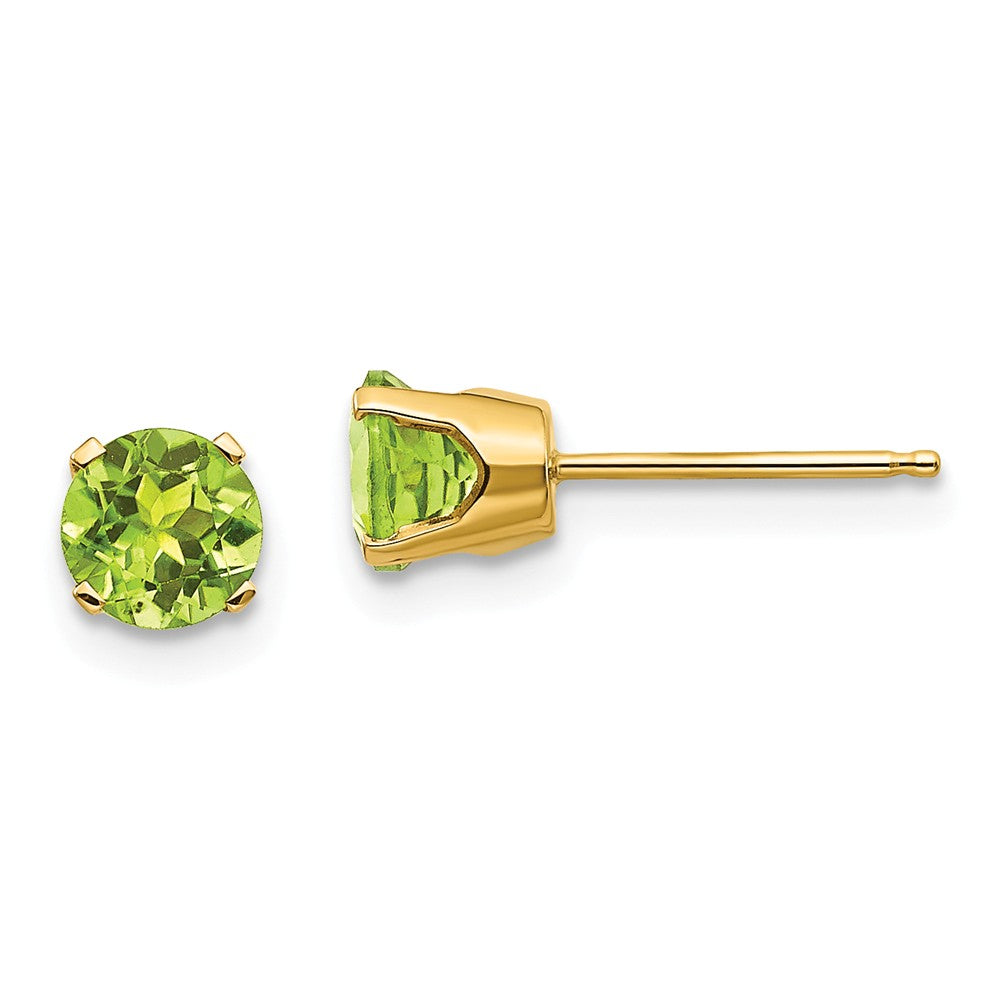 Million Charms 14k Yellow Gold 5mm Peridot Earrings - August, 5mm x 5mm
